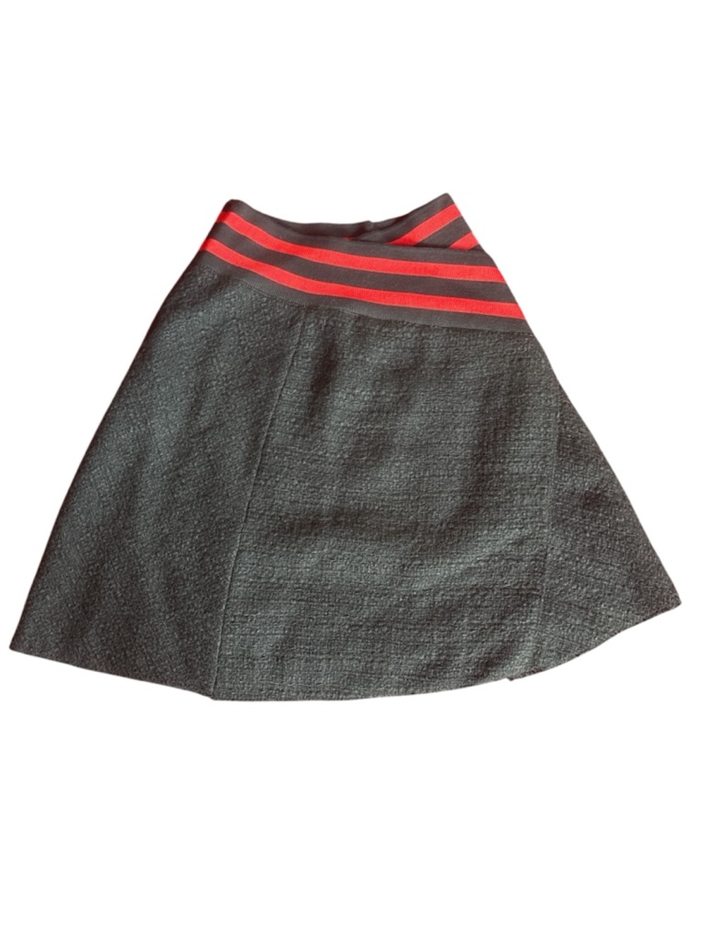 Maje Black A-Line Tweed Skirt with Red Striped Waistband size 1